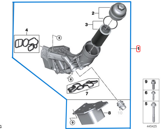 Yağ Filtre Kütüğü Radyatörlü Set / Yağ Filtre Kazanı BMW 1 Seri F20,  2 Seri F22,  3 Seri F30, F34, G20, 5 Seri F10, G30, 7 Seri G11,  X3 Seri F25, G01, X4 Seri F26, G02, X5 Seri F15, Motor: B47, B48 OEM 11428596283, 11428593771, 11428586673, 11428576429