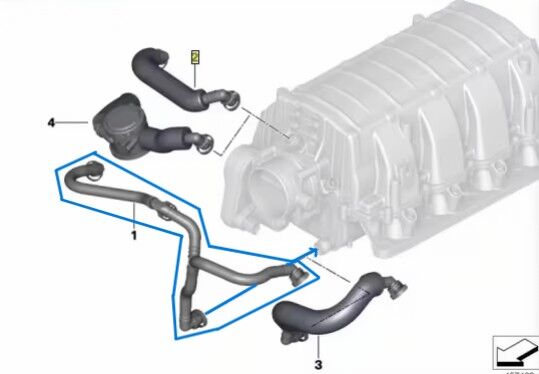 Yağ Separatör Hortumu / Havalandırma Hortumu BMW 1 Seri E87, 3 Seri E90, E91, 5 Seri E60, E61, 6 Seri E63, E64, 7 Seri E65, E66, Z4 Seri E85, E86, Moto: N52, OEM 11617559530