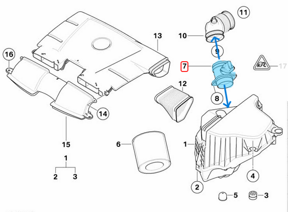 Hava Akışmetre / Hava Debimetre BMW 1 Seri E81, E82, E87, E88, 3 Seri E90, E91, E92, E93, X1 Seri E84, X3 Seri E83, Motor N43, N47N, OEM  13627566989, 13627531702