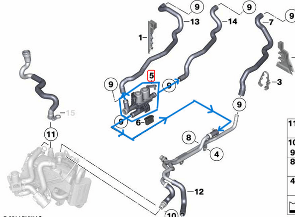 Kalorifer Musluğu BMW 5 Seri F07, F10, F11, 6 Seri F06, F12, F13, 7 Seri F01, F02, F03, F04, OEM 64219310349, 64539119164, 64114271156