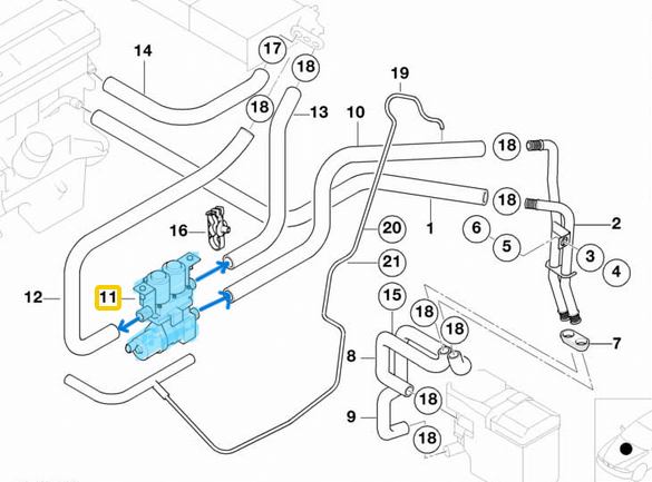 Kalorifer Musluğu BMW 5 Seri E39, 7 Seri E38, X5 Seri E53, OEM 64128374995, 64128372016, 64128391000