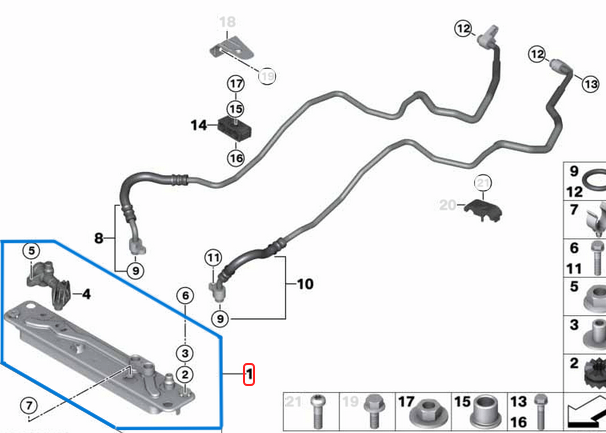 Yağ Radyatörü Otomatik Şanzıman / Otomatik Şanzıman Yağ Soğutucu BMW X5 Seri E70, X6 Seri E71, E72, Motor: M57N2, N54, N55, OEM  17217553389, 17217647315