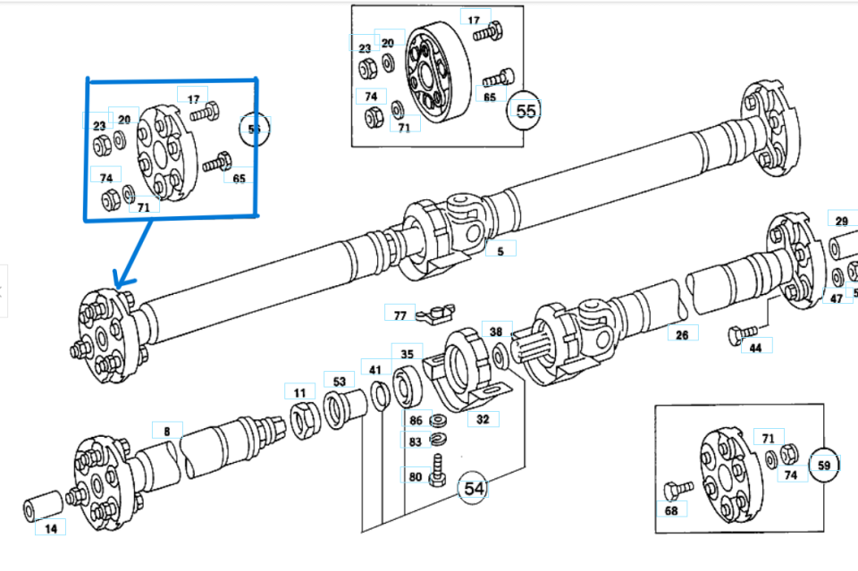 ŞAFT KÖSELESİ ÖN KÜÇÜK TAMİR TAKIMI W124, W201 OEM A2014101015