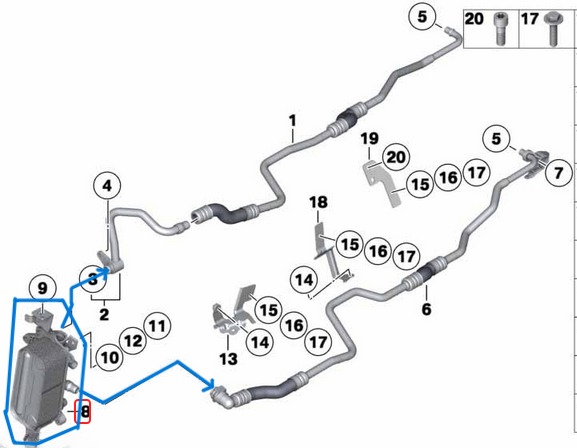 Yağ Radyatörü Otomatik Şanzıman / Otomatik Şanzıman Yağ Soğutucu BMW 7 Seri F01, F02, Motor: N52, OEM 17217638579, 17217597891, 17117583846
