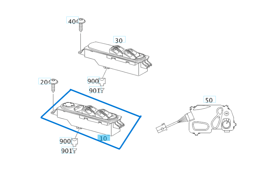 Cam Açma Düğmesi Ön Sol, Ayna Kumandalı 7 Fişli. VITO W639 OEM A6395450913, A6395450113