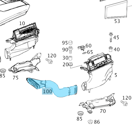 Hava Filtre Emiş Borusu / Hava Giriş Borusu Sol S Seri W222 Motor: OM642, OEM A6420947797