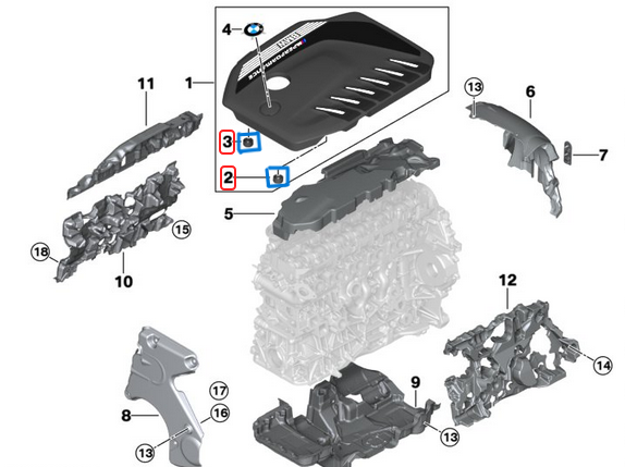 Motor Üst Bakalit Burcu / Motor Üst Muhafaza Takozu / Hava Filtre Takozu BMW Tüm BMW ve MINI Modellerine OEM 11147799108