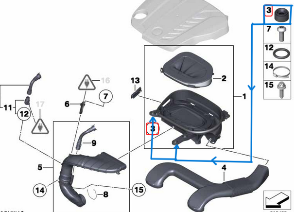 Motor Üst Bakalit Burcu / Motor Üst Muhafaza Takozu / Hava Filtre Takozu BMW Tüm BMW ve MINI Modellerine OEM 11147799108