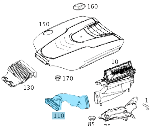 Hava Filtre Emiş Borusu / Hava Giriş Borusu Sağ S Seri W222 Motor: OM642, OEM A6420947897