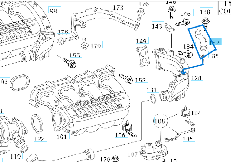 Devirdaim Borusu EGR Radyatör Boru Konektörü W203, W210 E, C Seri OM611, OM612 OEM A6111400108