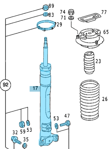 Amortisör Ön / Şase Amortisörü Ön 190D, 190E W201, E Seri W124 OEM A1243203030, A1243203430, A1243205130, 1243203030, 1243203430, 1243205130