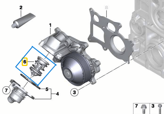 Termostat İçi BMW E60, E87, E90, F01, F10, F20 Kasa 1, 3, 5, 7 Seri N47 OEM 11518512234, 11517805192