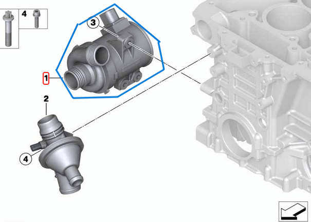 Devirdaim Su Pompası Elektrikli 500 Watt BMW 1 Seri F20, F21, 2 Seri F22, F23, 3 Seri F30, F31, F34, 4 Seri F32, F33, F36, 5 Seri F07, F10, F11, X1 Seri E84, X3 Seri F25, X4 Seri F26, X5 Seri F15, X6 Seri F16, Motor: N20, N26, OEM 11518635089, 11517604027