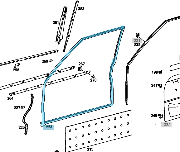 Kapı Lastiği / Kapı Toz Lastiği Ön Sol W114, W115 OEM A1157200778