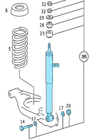 Amortisör Arka / Şase Amortisörü Arka 190D, 190E W201, E Seri W124 OEM A1243200331, A1243202031, A1243262800, 1243200331, 1243202031, 1243262800