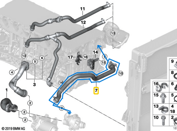 Termostat Hortumu BMW X5 E70 Motor: N52, N52N OEM 11537550062