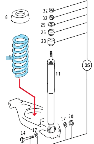 Helezon Yayı Arka Ø13,75mm E Seri W124 OEM A1243241104, A1243241204, A1243241604, 1243241104, 1243241204, 1243241604