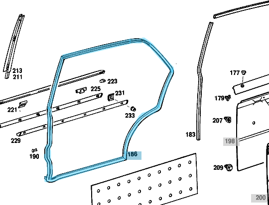 Kapı Lastiği / Kapı Toz Lastiği Arka Sağ W114, W115 OEM A1157201478