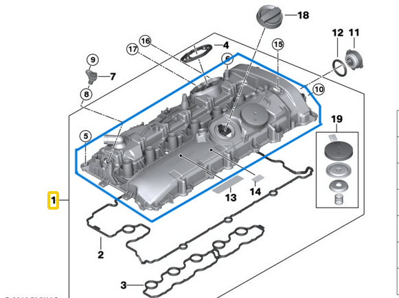 Subap Kapağı / Motor Üst Kapağı / Külbütör Kapağı BMW 1 Seri F20, F21, 2 Seri F22, F23, 3 Seri F30, F31, F34, 4 Seri F32, F33, F36, 5 Seri G30, G31, 7 Seri G11, G12, X3 Seri G01, X4 Seri G02, Motor: B58 OEM 11127645173