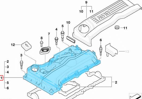 Subap Kapağı / Motor Üst Kapağı / Külbütör Kapağı BMW 1 Seri E87, 3 Seri E90, E91, Motor: N46 OEM 11127568581, 11127526669