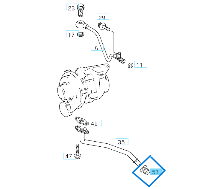 Turbo Yağ Boru Uç Lastiği OM611, OM612, OM646, OM647 OEM A6111870580