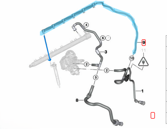 Mazot Geri Dönüş Hortumu BMW 3 Seri E90, E91, E92, E93, 5 Seri F07, F10, F11,  7 Seri F01, F02, X6 Seri E71, Motor N47 OEM 13537799993