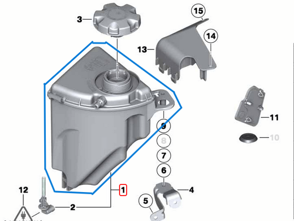Radyatör Yedek Su Deposu (Kapaksız). BMW 5 Seri F07, F10, F11, 6 Seri F06, F12, F13, 7 Seri F01, F02, Motor: N47, N57, OEM 17137647283, 17137601949, 17137806038