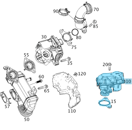 EGR Valfi / Egzoz Geri Gönderme Valfi C Seri W205, Vito W447, Motor: OM626 OEM A6261400060, A6261400260, A6261400700, A6261400800, A6261400900, 147109948R, 147109816R