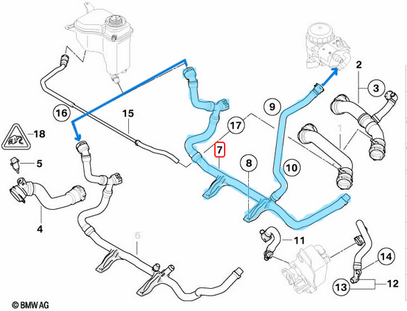 Kalorifer Hortum Seti BMW 1 Seri E81, E82, E87, Motor: N45N, N46N OEM 17127548242, 17127525026