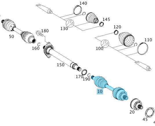 Aks Komple Ön Sol / Aks Mili Komple Ön Sol CLA W117, GLA W156, A Seri W176, B Seri W242, W246 OEM A2463301601, A2463309400