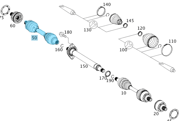 Aks Komple Ön Sağ / Aks Mili Komple Ön Sağ CLA W117, GLA W156, A Seri W176, B Seri W242, W246 OEM A2463301701, A2463309500