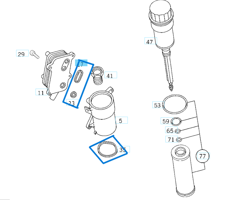 Yağ Filitre Kütüğü Conta Seti M112, M113 OEM A1121840061, A1121840161, A1121840261, A1121840361