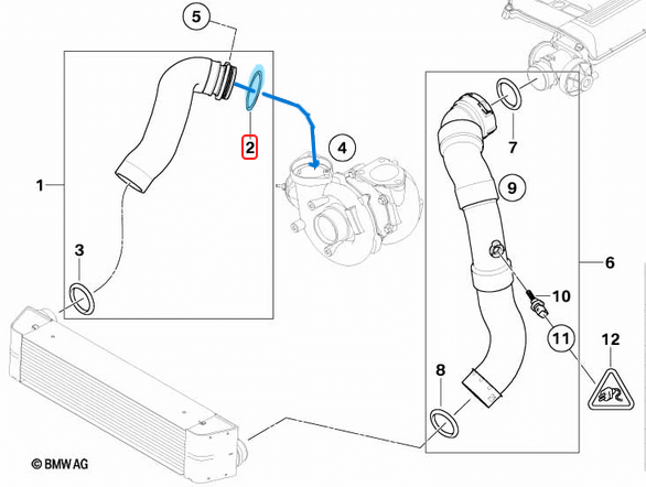 İntercooler Hortum Contası / Hava Emiş Contası BMW M47N OEM 11617801206, 11617788342