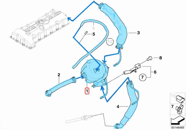 Yağ Seperatörü Seti Borulu / Yağ Siklonu ve Boruları Set BMW 1 Seri E87, 3 Seri E90, E91, 5 Seri E60, 6 Seri E63, 7 Seri E65, E66, Motor: N52 OEM 11617531423 S