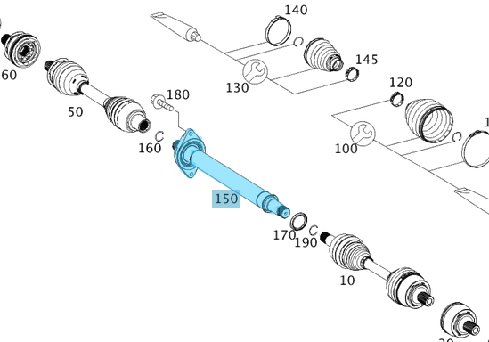 Aks Mili Komple Orta CLA W117, GLA W156, A Seri W176, B Seri W242, W246 OEM A2463600274