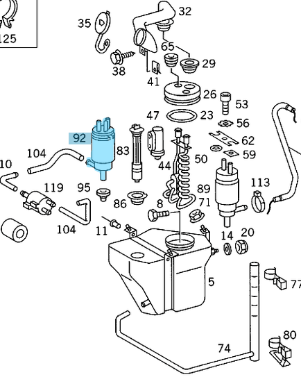 Silecek Su Motoru / Silecek Su Fıskiye Motoru, C Seri W201, W202, E Seri W124, W210, S Seri W126, W140,  OEM A2028690121, A2028690021, A1248690521, 2028690121, 2028690021, 1248690521