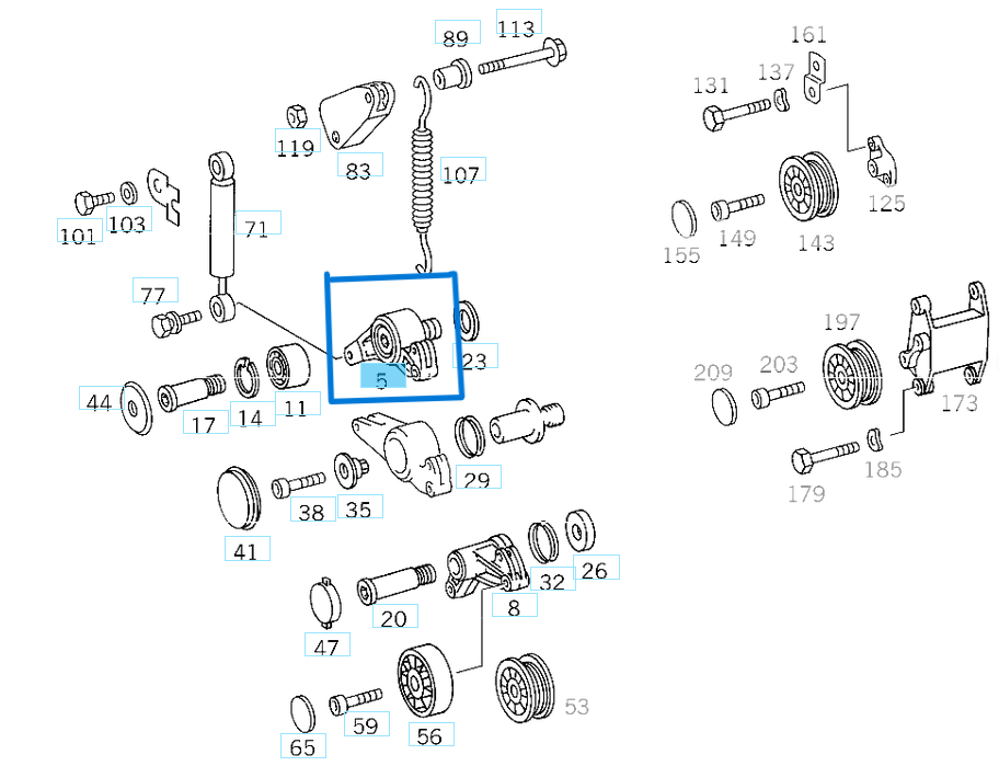 KAYIŞ GERGİ KÜTÜĞÜ SPRINTER W901, W124, W201, OM601, OM602, OM603 OEM A6012001773