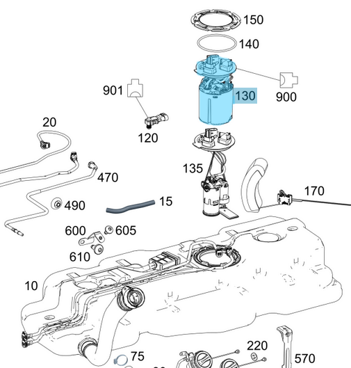 Depo Yakıt Pompası Şamandıralı Vito W447 Motor: OM622, OM651, OM654 OEM A4474700594