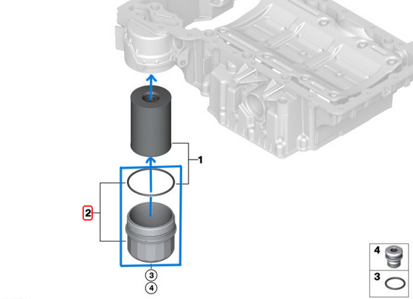 Yağ Filtre Kütük Kapağı BMW 5 Seri F07, F10, F11, G30, 6 Seri F06, F12, 7 Seri F01, F02, G11, G12, X5 Seri E70, F15, G05, X6 Seri E71, H16, G06, Motor: N60, N63, N74, OEM 11428583900, 11427926064(Kopya)