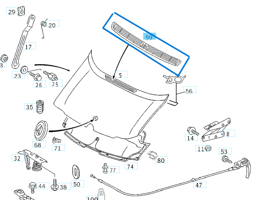 Kaput Izgarası SPRINTER W901, W902, W903, W904 OEM A9018300718