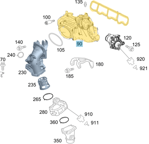 Manifold Emme Klape 2 Vidalı / Emme Manifoldu A Seri W177, C Seri W204, E Seri W212, Vito W639, W447, Sprinter W906, W907 Motor: OM651 OEM A6510905737 -1, 6510904937 -1