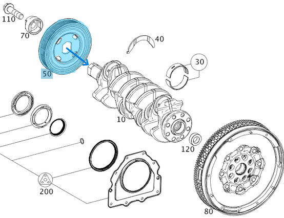 Krank Kasnağı Vito W447  Motor: OM622  OEM A6220300003, 123034219R, 123024219R