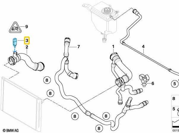 Hararet müşürü BMW 1 Seri E81, E87, E88, 3 Seri E46, E90, F30, 5 Seri E39, E60, F10, G30, 7 Seri E38, E65, F01-F03,  X1 Seri E84, F48, X3 Seri E83, X5 Seri E53, E70, F15, X6 Seri E71, F16, MINI F54, F55, F56, F57 Motor: M43, M52, M54, N20, OEM 13621433077