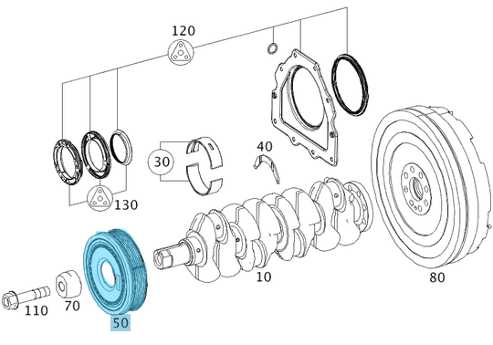 Krank Kasnağı C Seri W205, Vito W447  Motor: OM622, OM626  OEM A6260300103, 123032762R, 1230300Q0A, 4423032