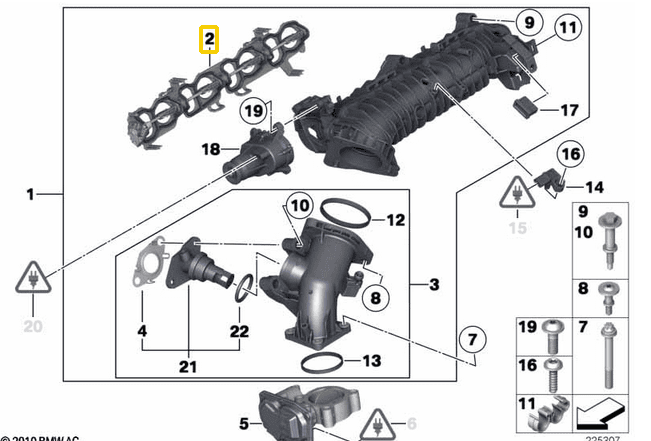 Emme Manifold Contası Kelebekli  BMW E81, E82, E87, E88, F20, F21, F22 N47-N47N OEM 11617812938
