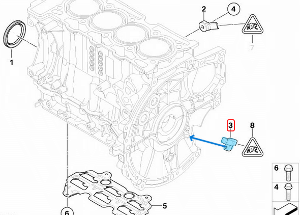 Krank Devir Sensörü BMW 1 Seri F20, F21, 3 Seri F30, F31, MINI R55, R56, R57, R58R R59, R60, R61, Motor:  N12, N13, N14, N16, N18, OEM 13627561753, 75617538001