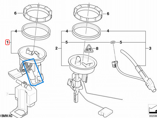 Depo Yakıt Pompası Tek Pompa BMW 3 Seri E46 Motor: M47, M57N Dizel OEM 16146768488, 16141184279, 16146755878