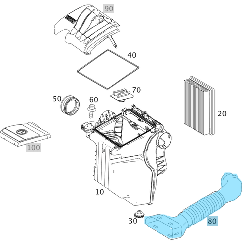 Hava Filtre Emiş Borusu / Hava Giriş Borusu B Seri W245 Motor: M266, OEM A2660940287