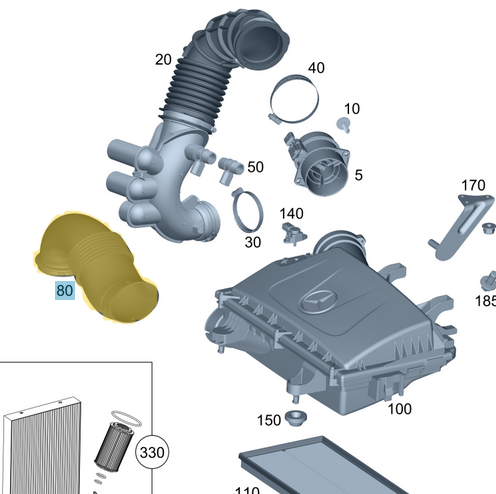 Hava Filtre Emiş Borusu / Hava Giriş Borusu Vito W447, Motor: M274, OM651, OEM A4475280724, 4475280724