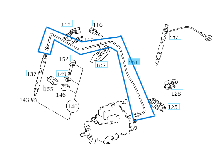 Enjektör Borusu 2. Sıra SPRINTER W901, W902, W903, W904 VITO W638  OM602 OEM A6020703833, A6020703333